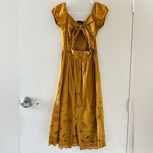 Yellow cutout midi dress